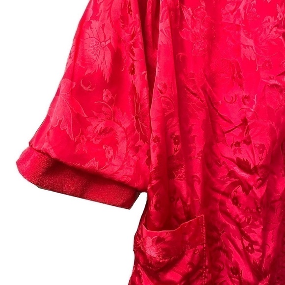 Victoria's Secret Robe S Gold Label Vintage Red Satin Terry Pockets Hollywood - Picture 4 of 11
